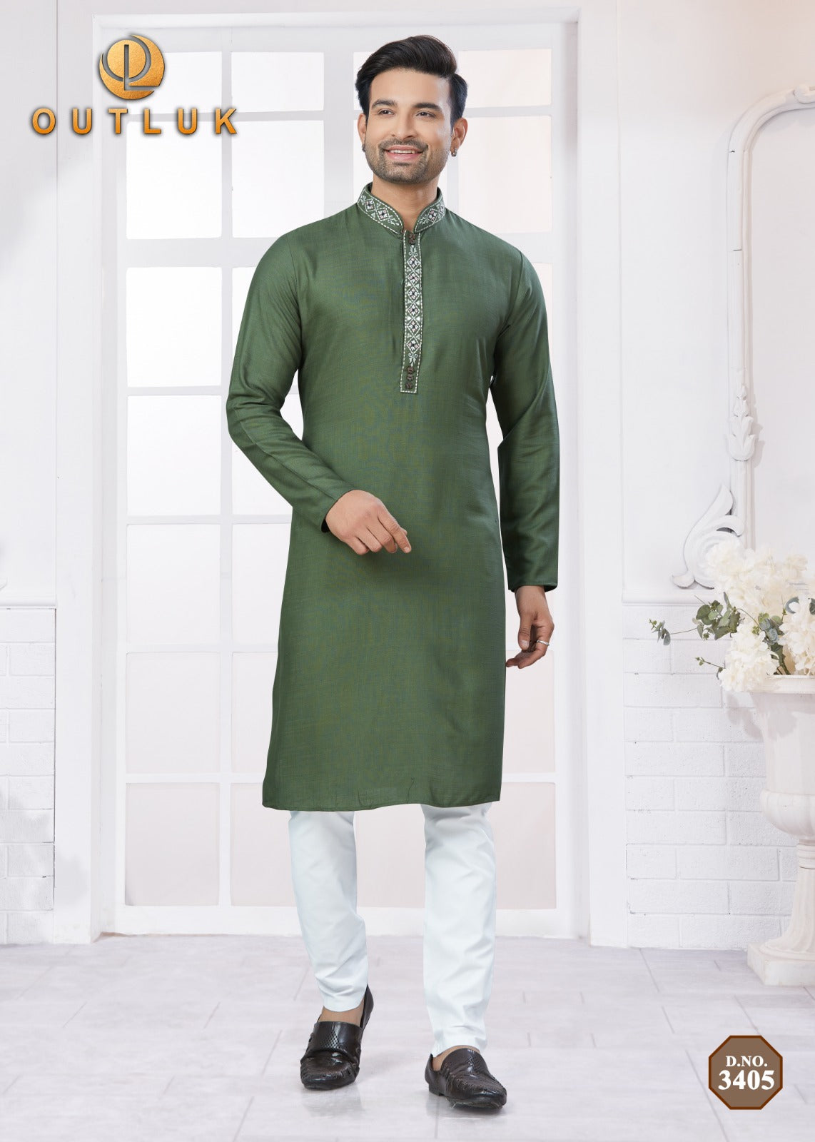 3405 Wedding Collection Vol 34 Outluk Pure Cotton Mens Kurta Pyjama