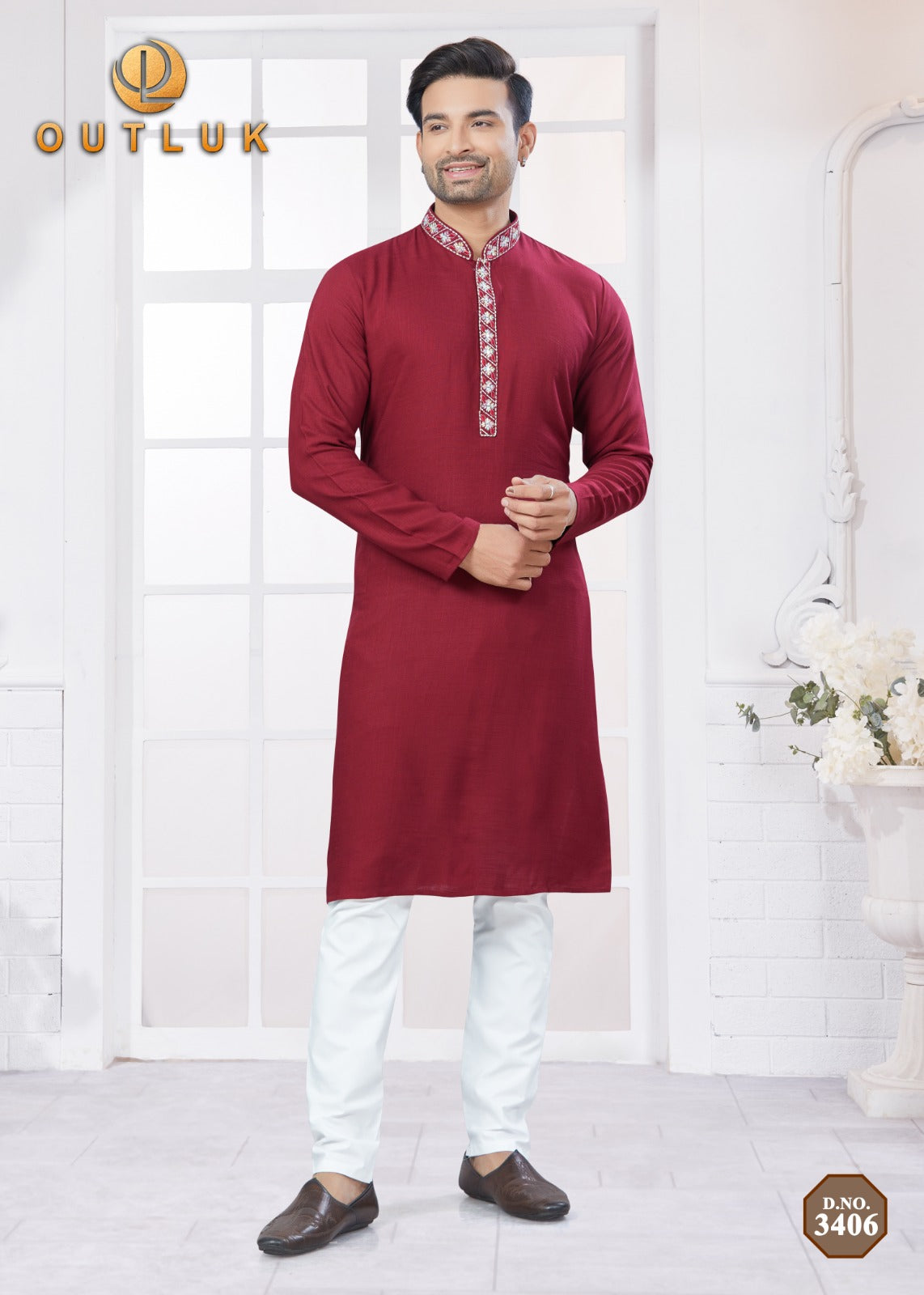 3406 Wedding Collection Vol 34 Outluk Pure Cotton Mens Kurta Pyjama