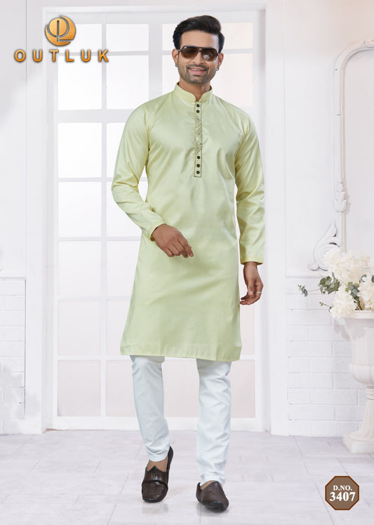 3407 Wedding Collection Vol 34 Outluk Pure Cotton Mens Kurta Pyjama