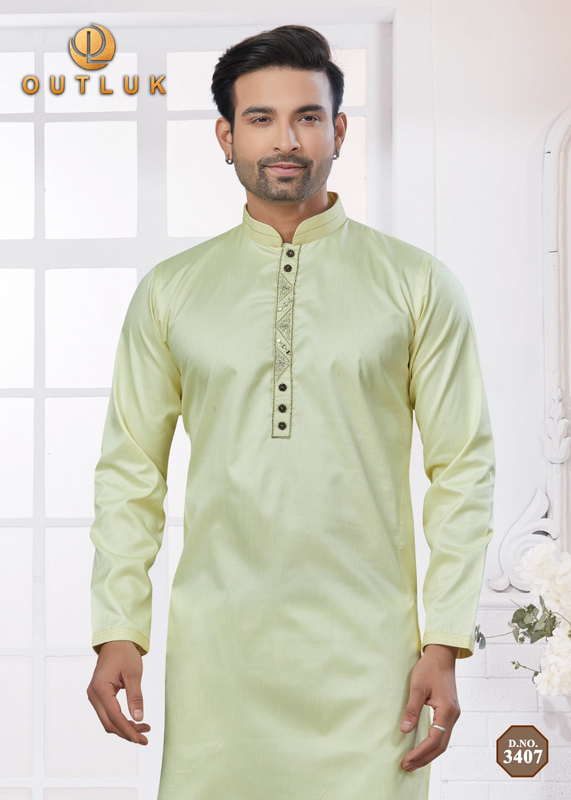 3407 Wedding Collection Vol 34 Outluk Pure Cotton Mens Kurta Pyjama