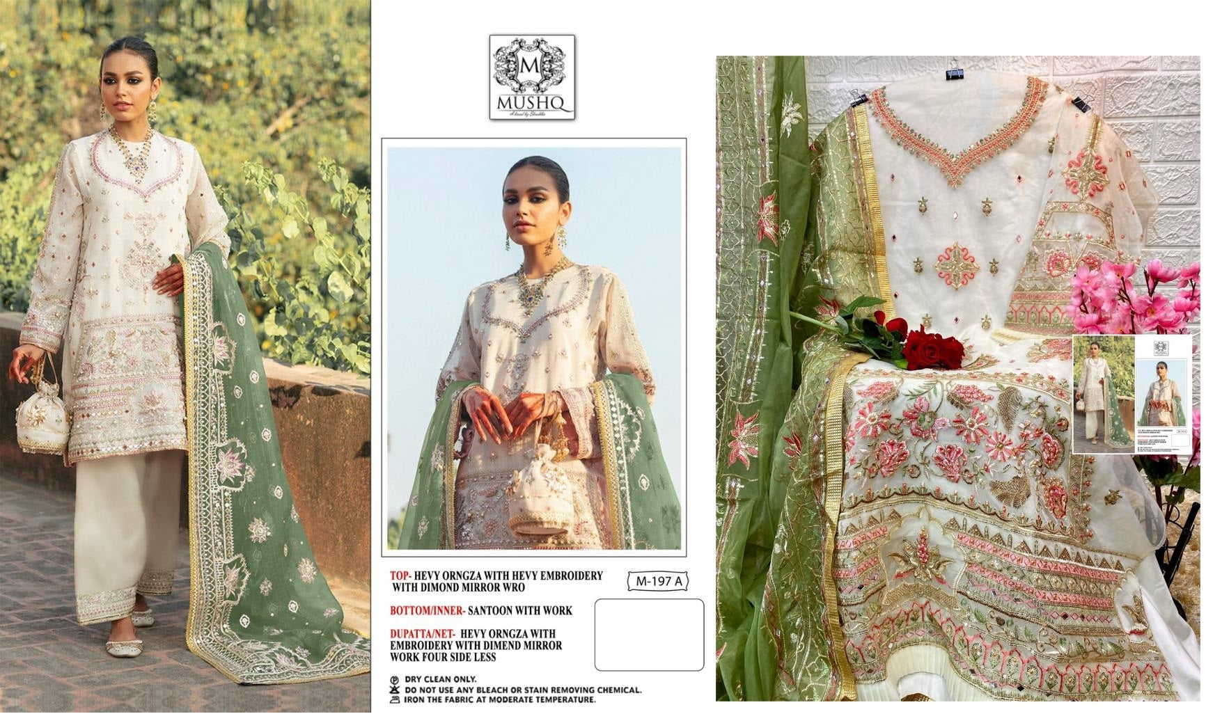 M-197-A Mushq Pakistani Salwar Suits