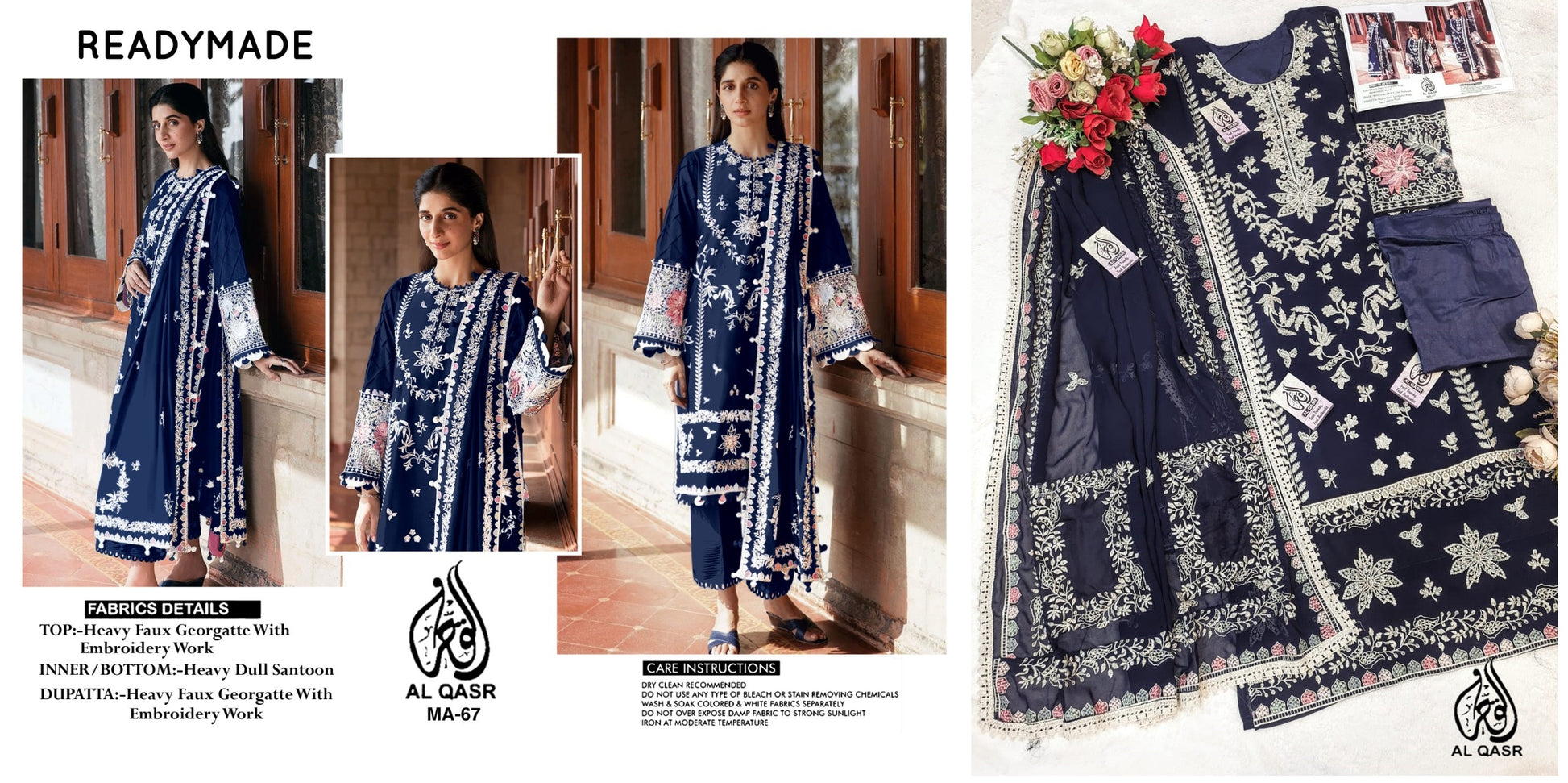 Ma-67Blue Al Qasr Pakistani Readymade Suits
