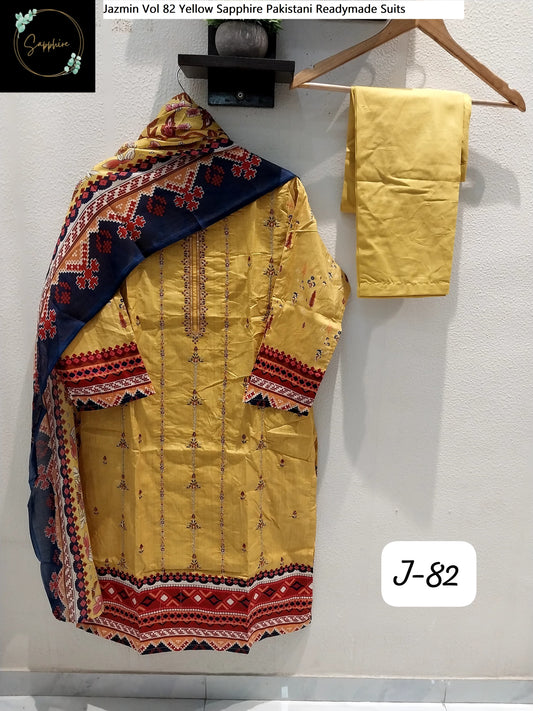 Jazmin Vol 82 Yellow Sapphire Pakistani Readymade Suits