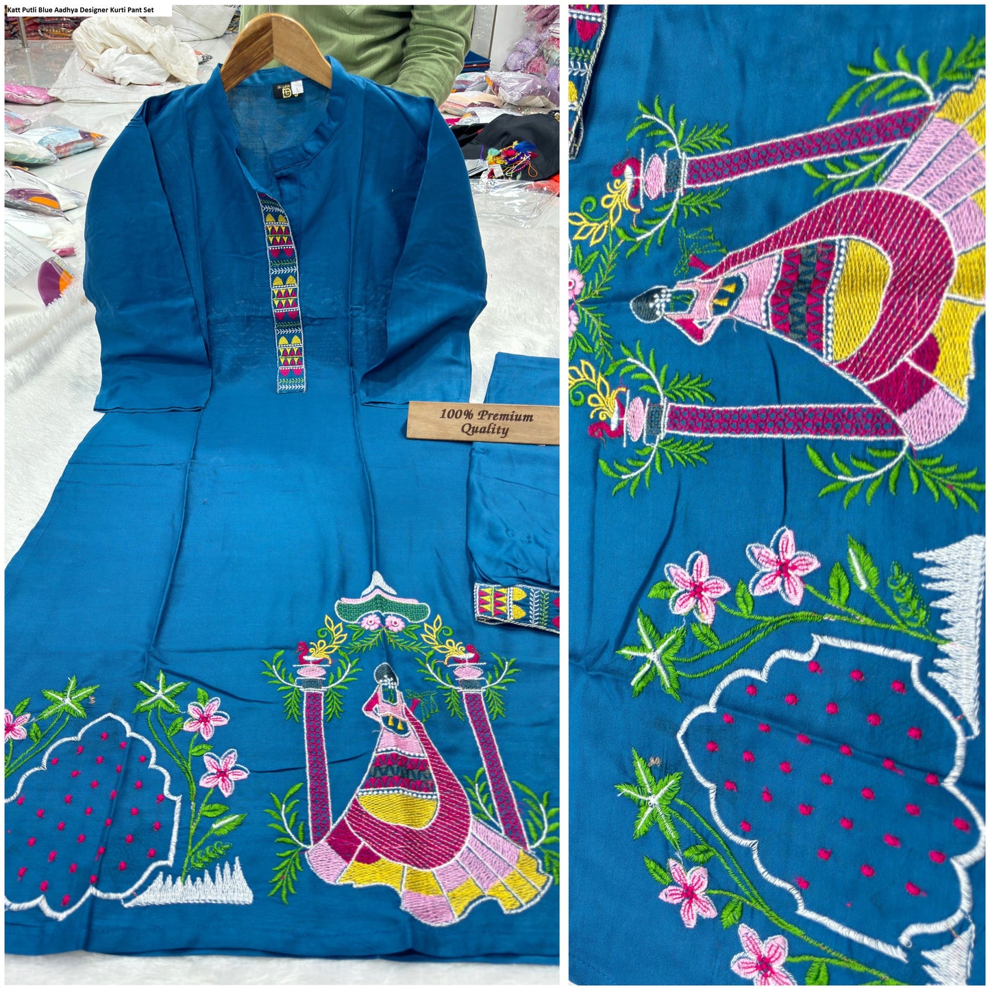 Katt Putli Blue Aadhya Designer Kurti Pant Set