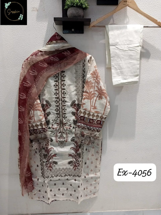 Ex-4056 White Sapphire Pakistani Readymade Suits