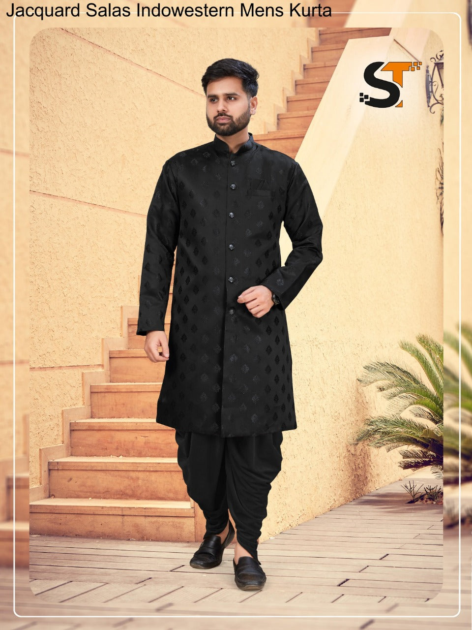 Jacquard Salas Indowestern Mens Kurta