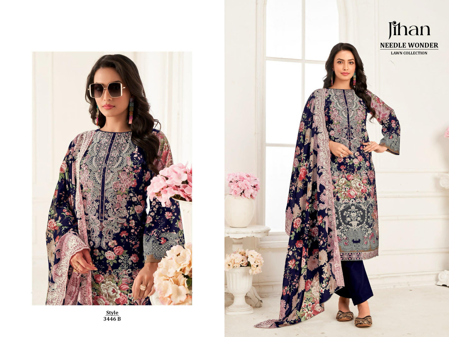 3446-B Needle Wonder Lawn Collection Jihan Pure Cotton Pakistani Patch Suits
