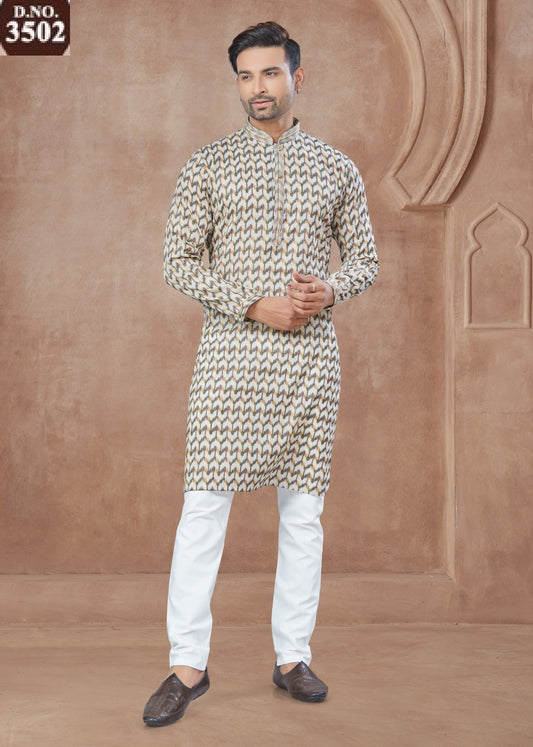 3502 Wedding Collection 35 Outluk Heavy Cotton Mens Kurta Pyjama