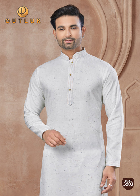 3503 Wedding Collection 35 Outluk Heavy Cotton Mens Kurta Pyjama