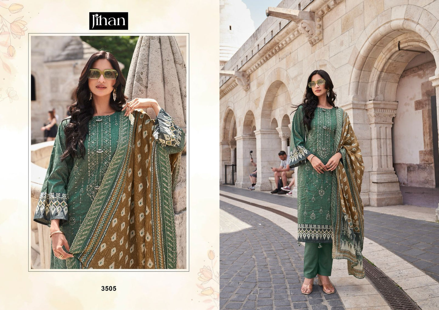 3505 Bin Saeed Lawn Collection Vol 16 Jihan Embroidery Pakistani Salwar Suits