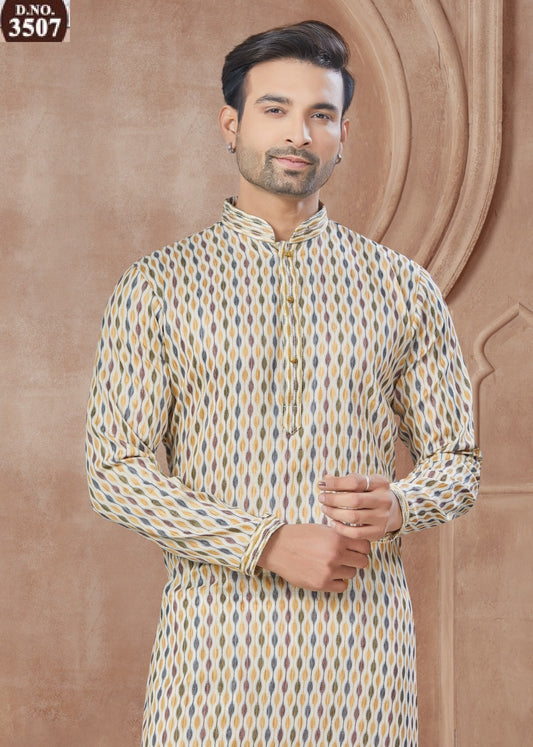 3507 Wedding Collection 35 Outluk Heavy Cotton Mens Kurta Pyjama