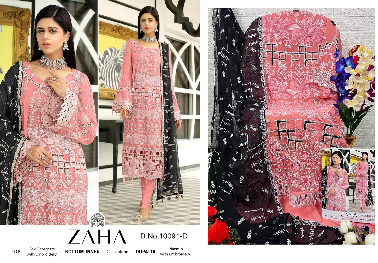 10091-D Zaha Pakistani Salwar Suits