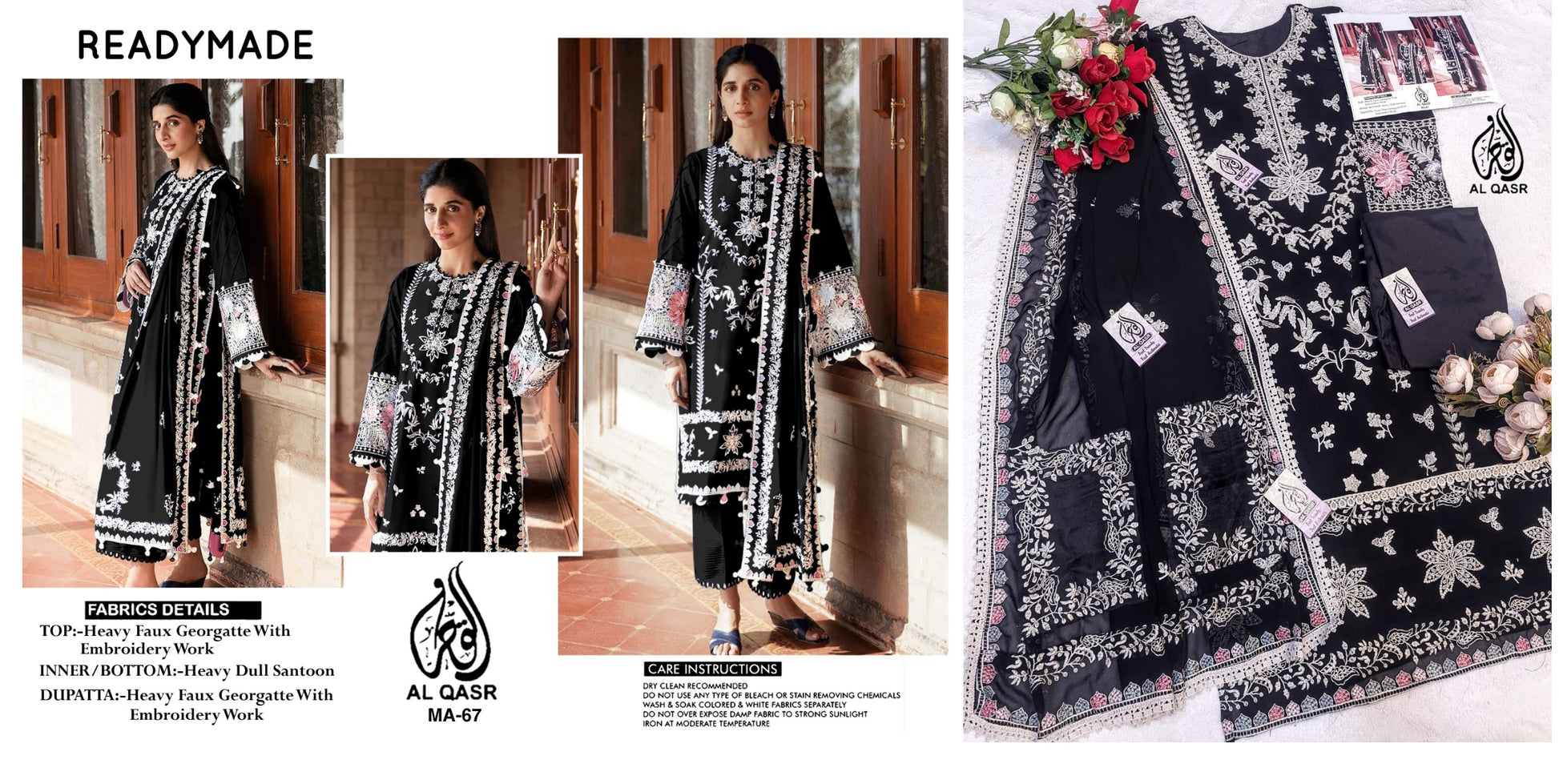 Ma-67Black Al Qasr Pakistani Readymade Suits