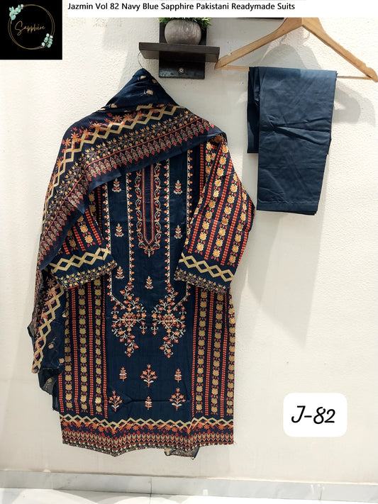 Jazmin Vol 82 Navy Blue Sapphire Pakistani Readymade Suits