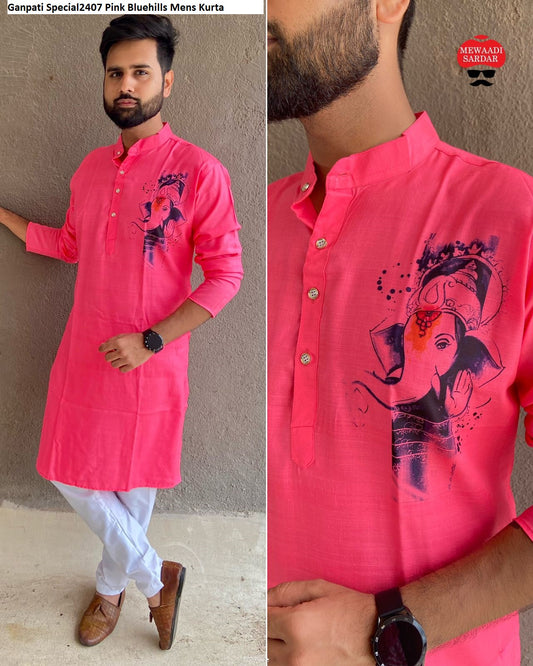 Ganpati Special Mewaadi Sardar Pink Bluehills Mens Kurta