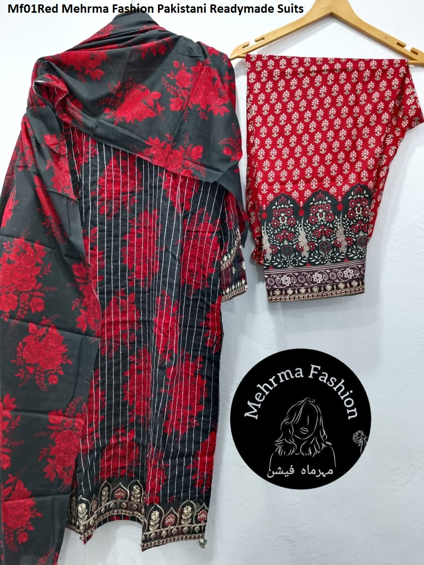 Mf01Red Mehrma Fashion Pakistani Readymade Suits