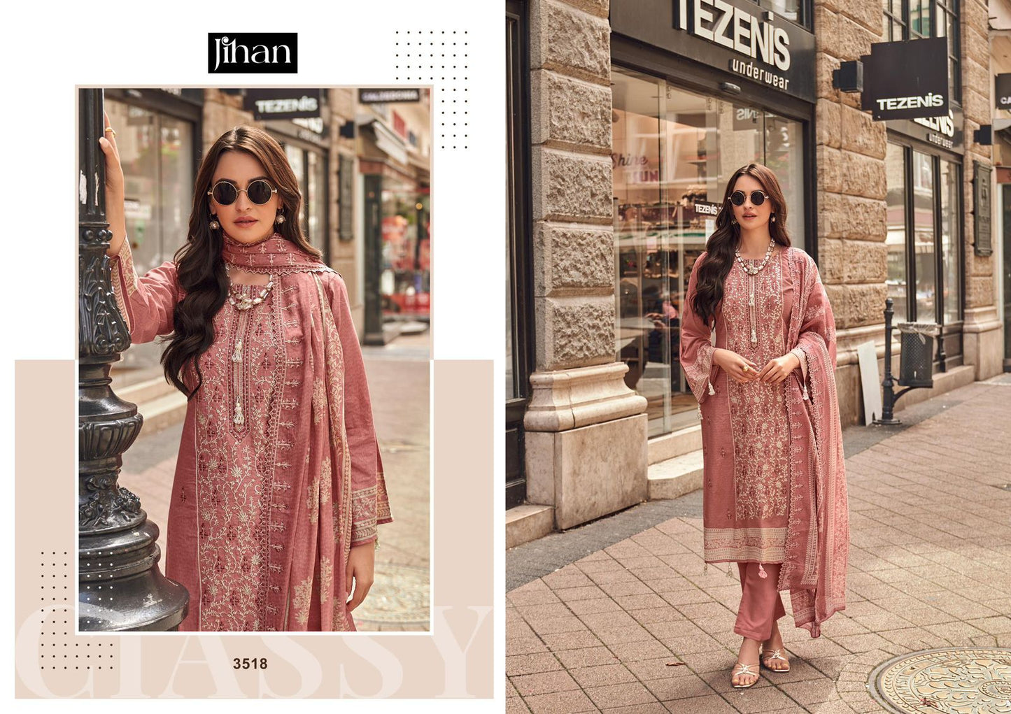 3518 Bin Saeed Lawn Collection Vol 14 Jihan Embroidery Pakistani Salwar Suits