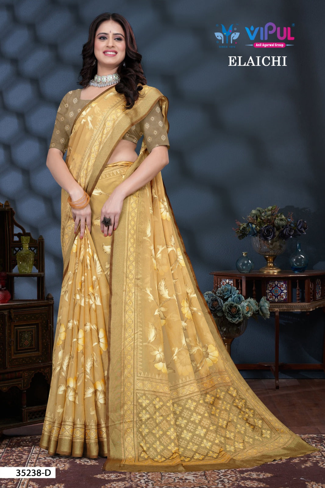 35238-D Elaichi Vipul Brasso Sarees