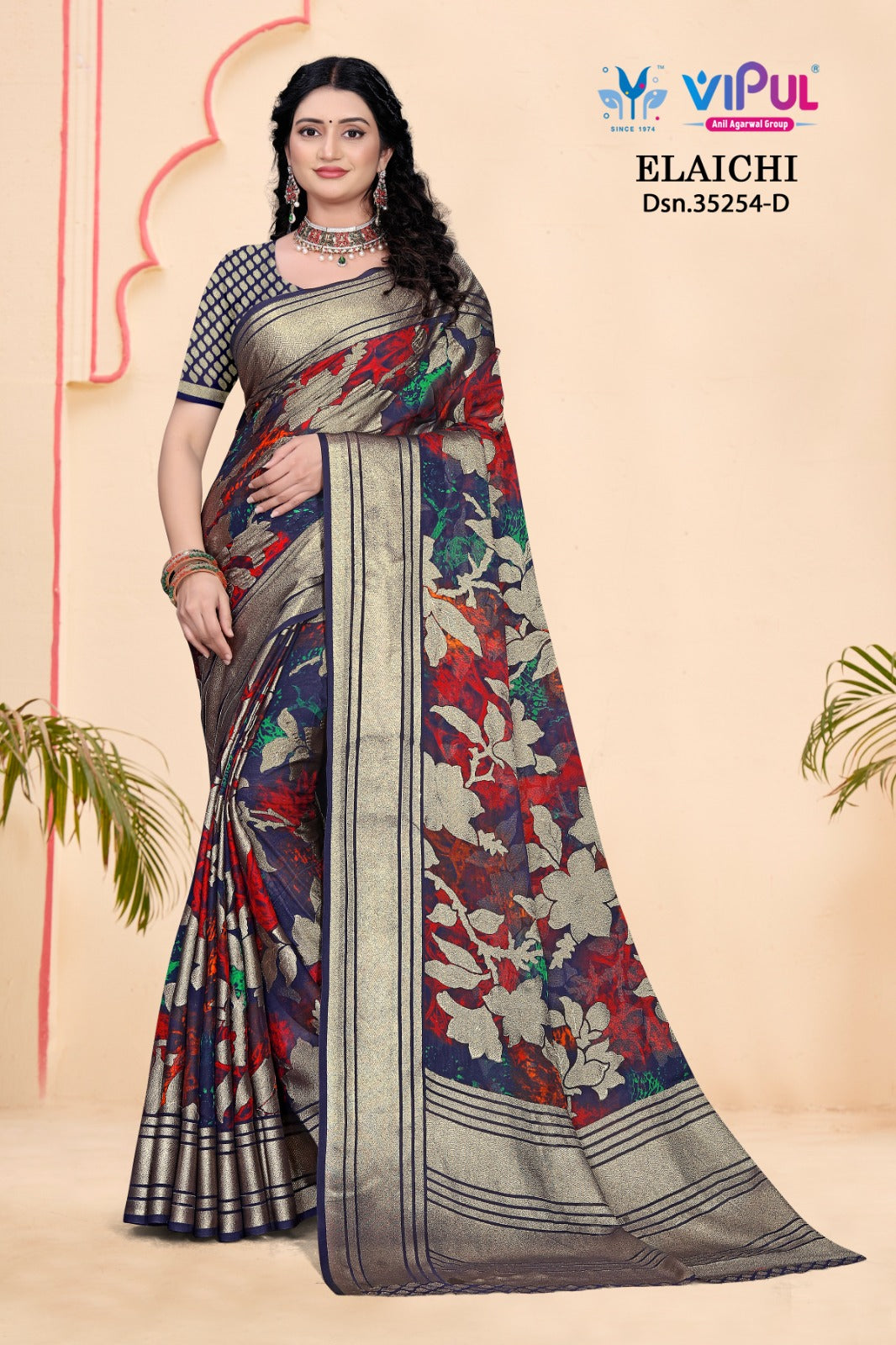 35254-D Elaichi Vipul Brasso Sarees