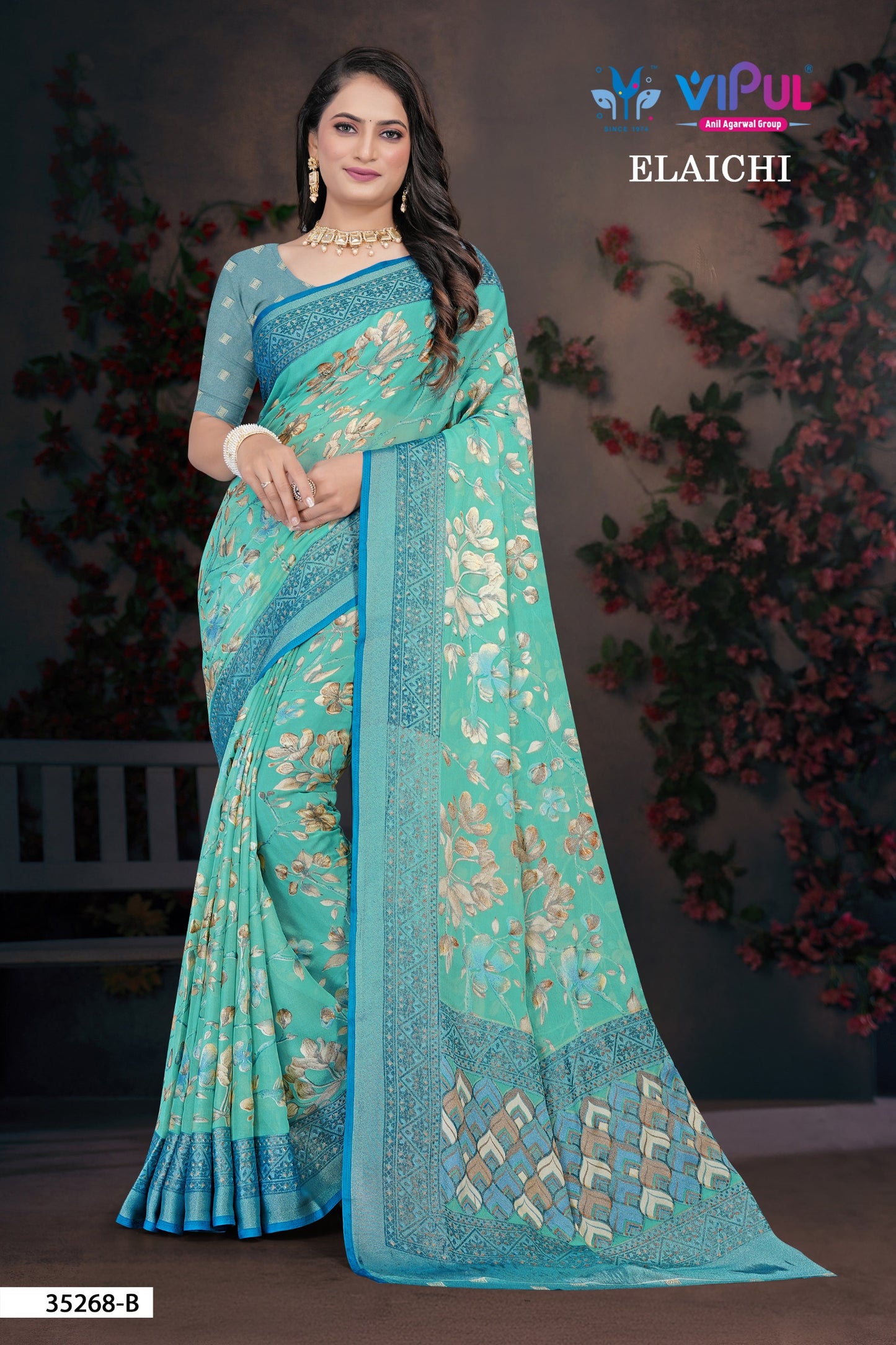 35268-B Elaichi Vipul Brasso Sarees