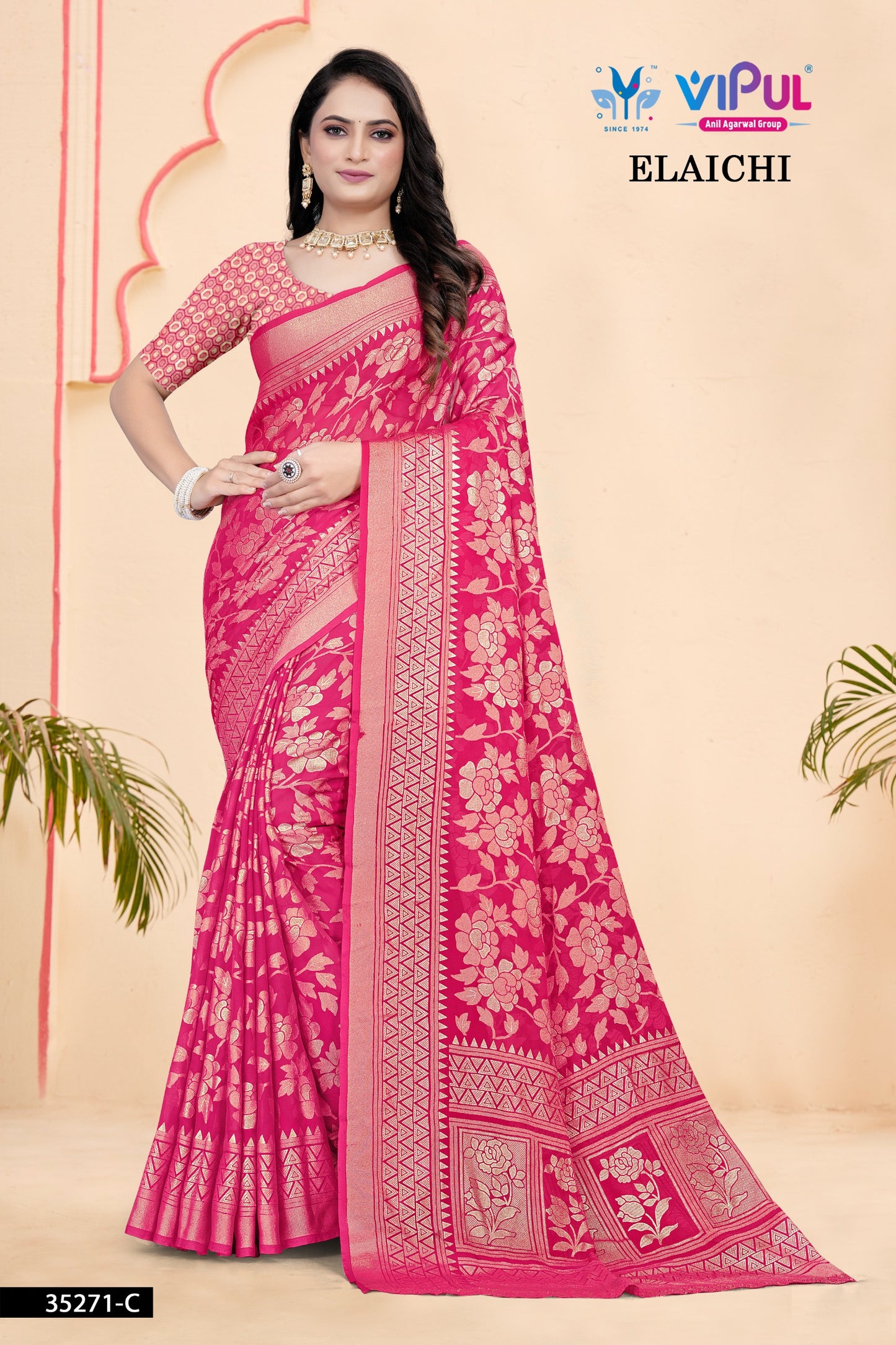 35271-C Elaichi Vipul Brasso Sarees