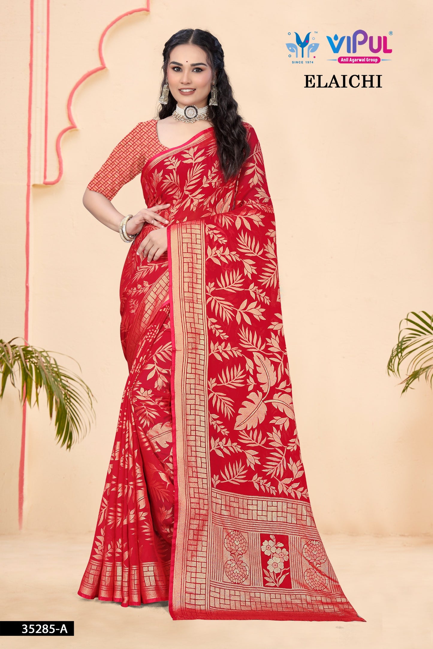 35285-A Elaichi Vipul Brasso Sarees