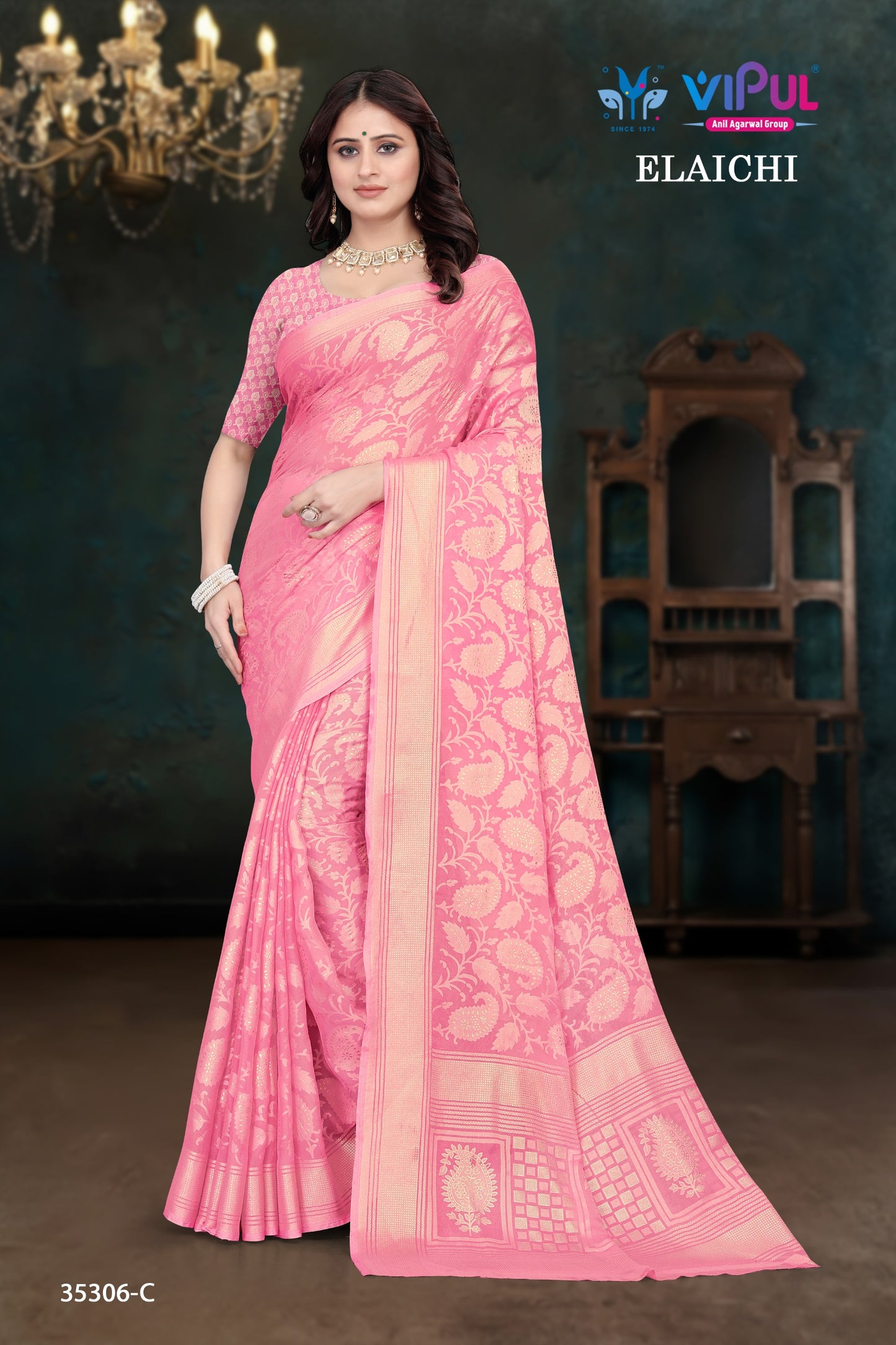 35306-C Elaichi Vipul Brasso Sarees