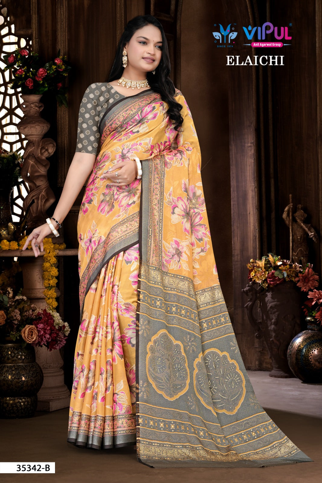 35342-B Elaichi Vipul Brasso Sarees