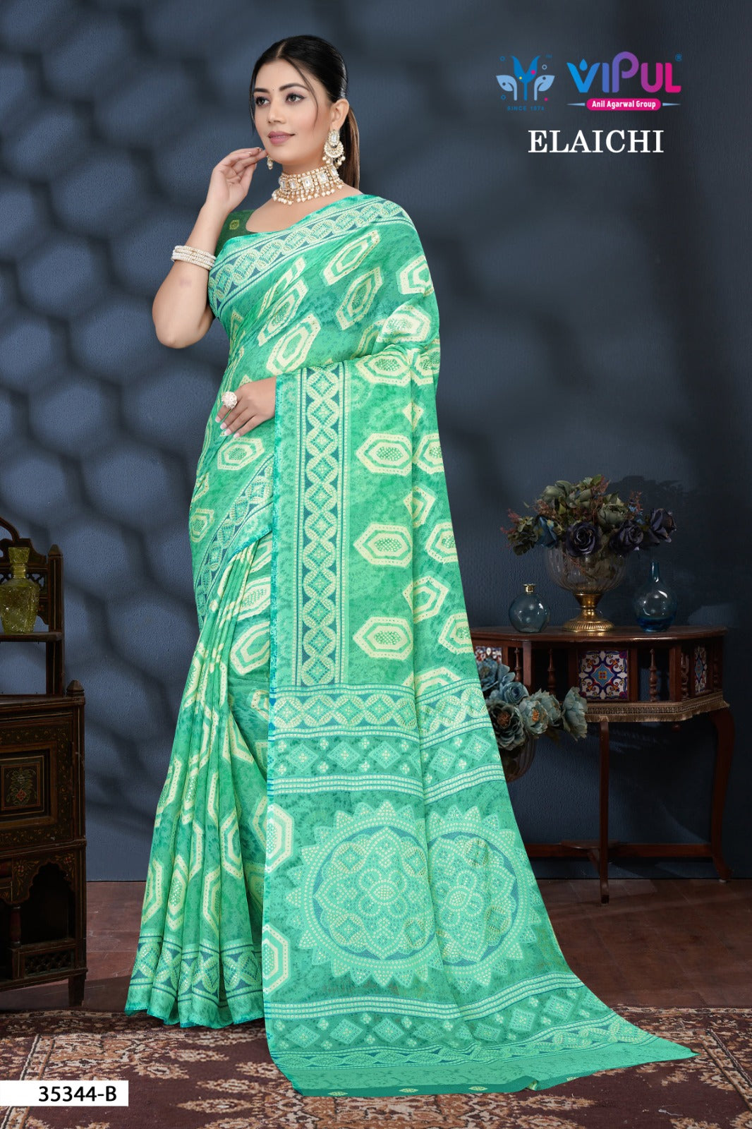 35344-B Elaichi Vipul Brasso Sarees