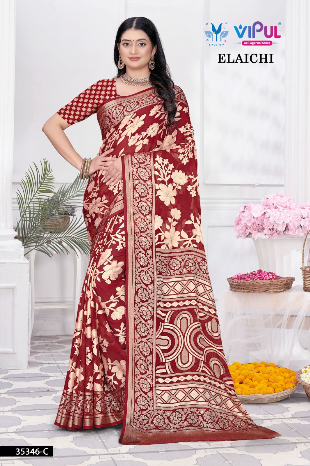 35346-C Elaichi Vipul Brasso Sarees
