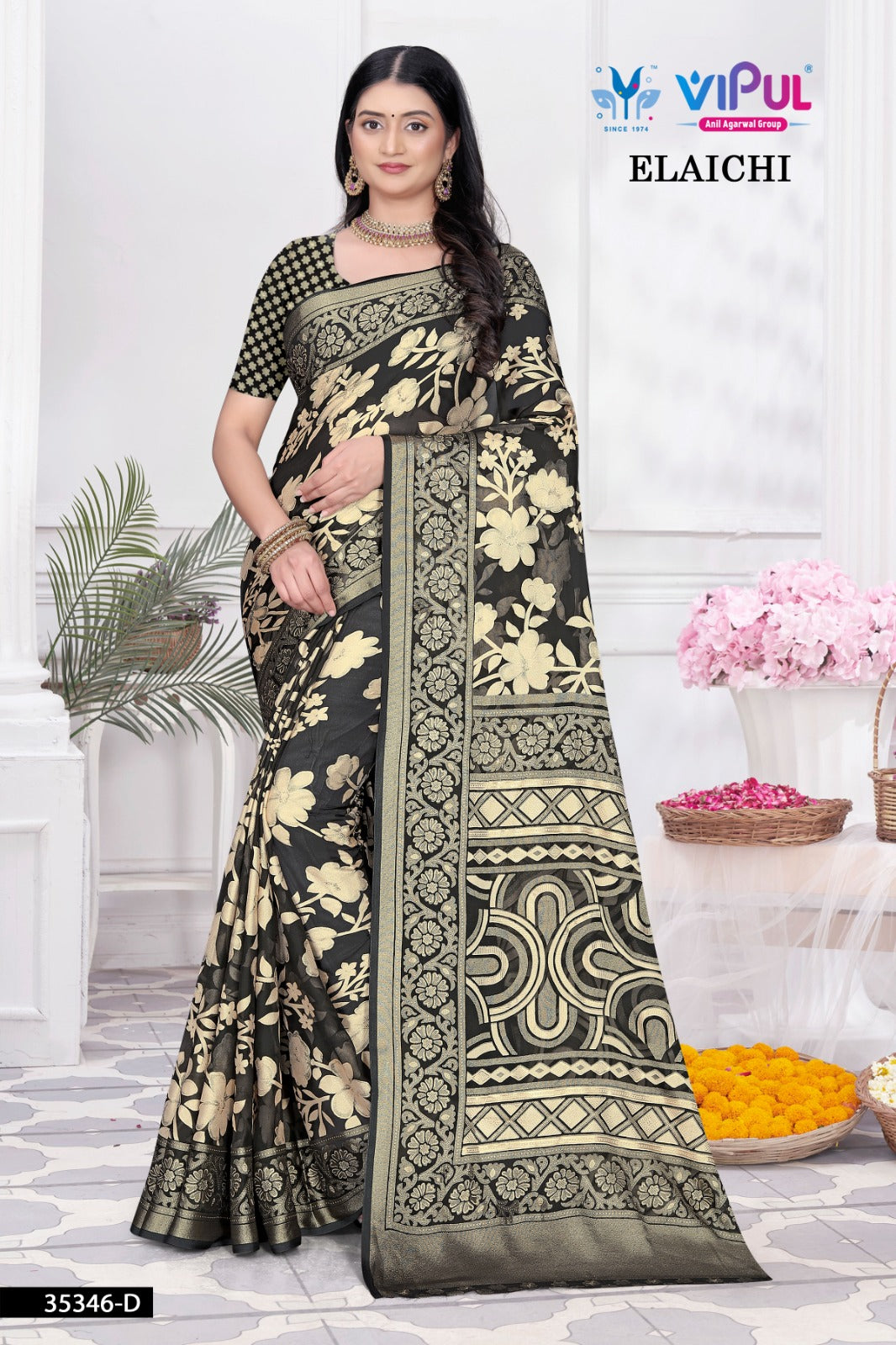 35346-D Elaichi Vipul Brasso Sarees