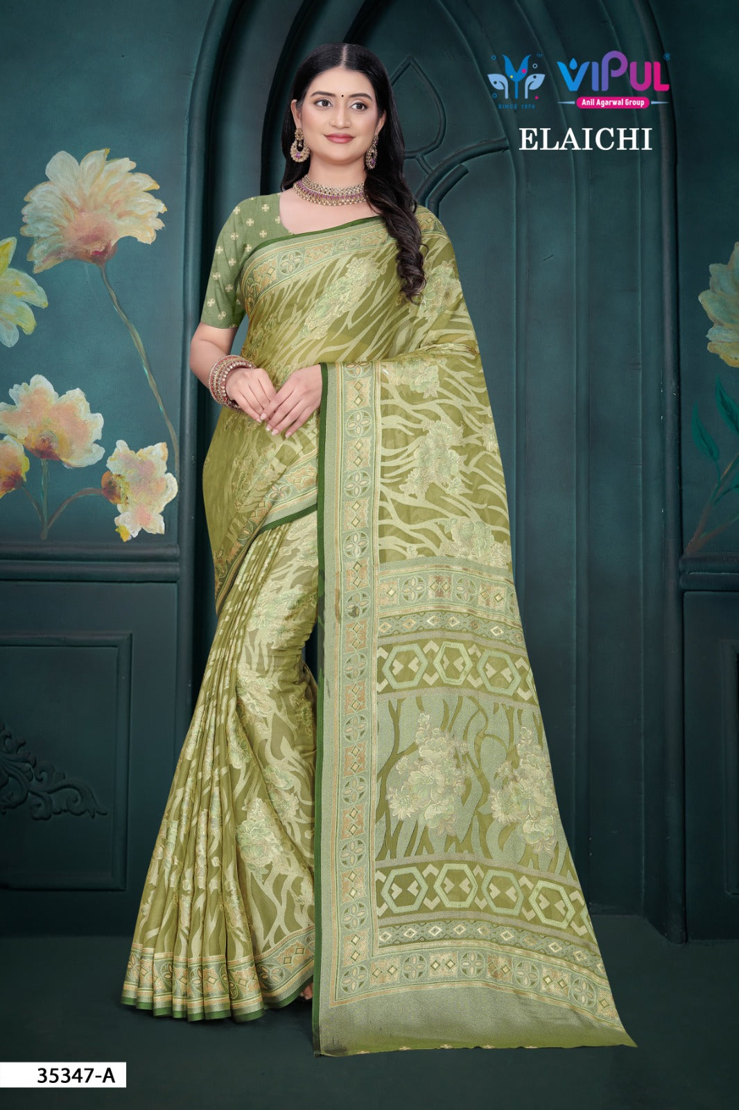 35347-A Elaichi Vipul Brasso Sarees