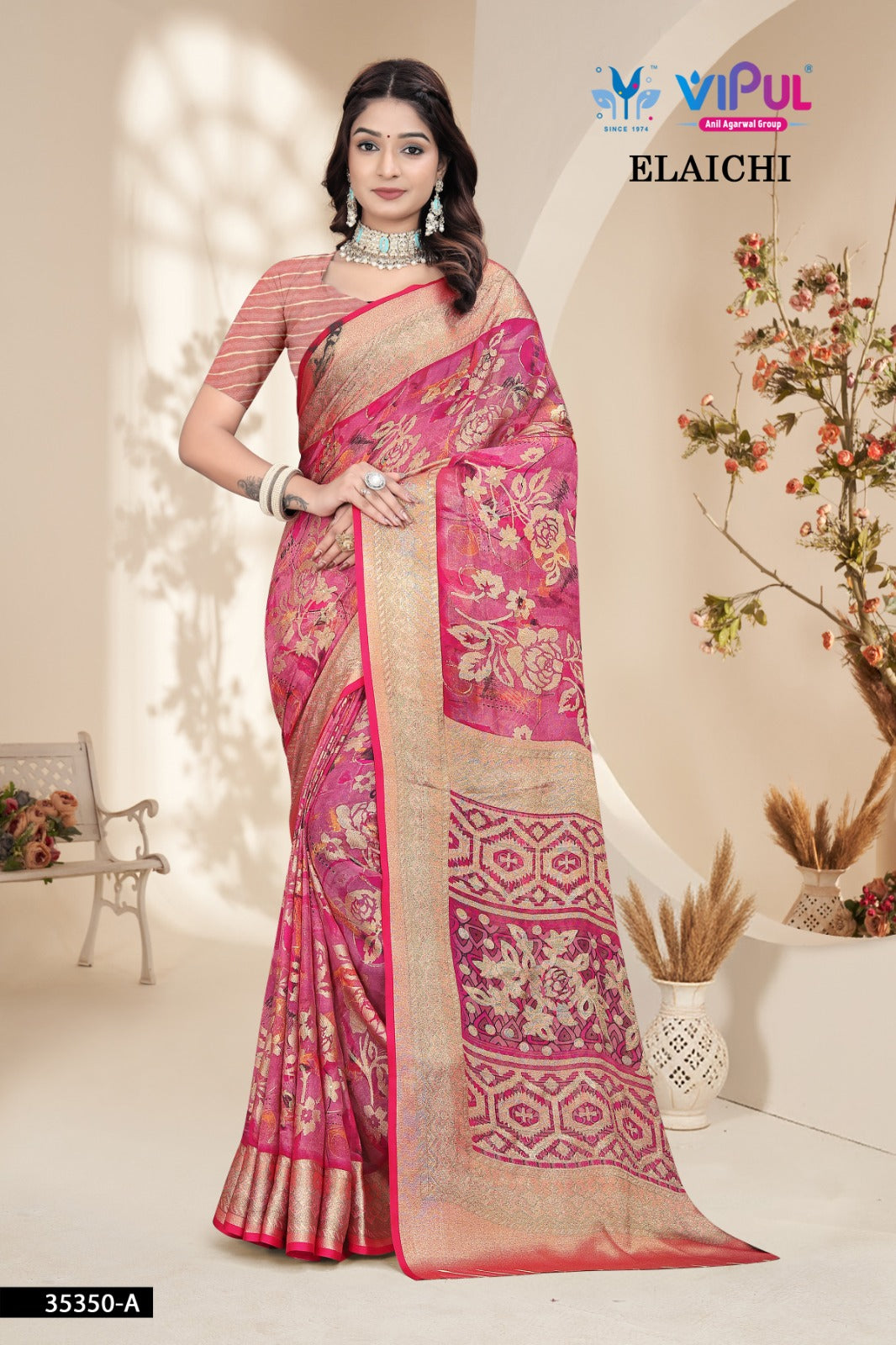 35350-A Elaichi Vipul Brasso Sarees