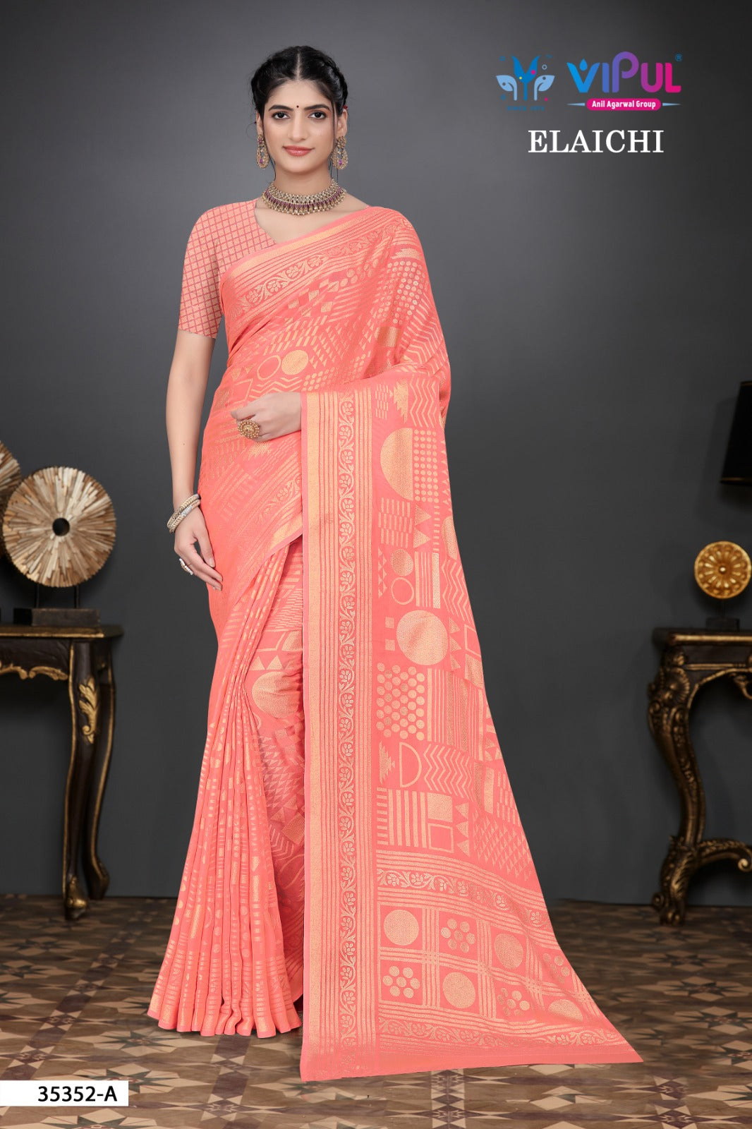 35352-A Elaichi Vipul Brasso Sarees