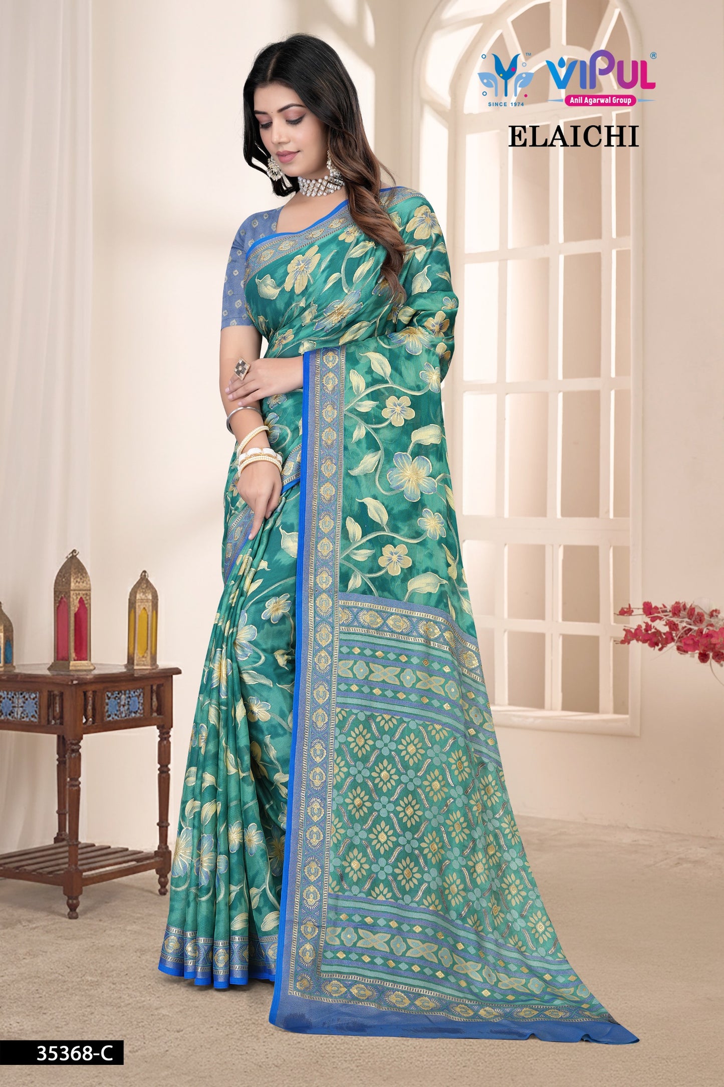 35368-C Elaichi Vipul Brasso Sarees