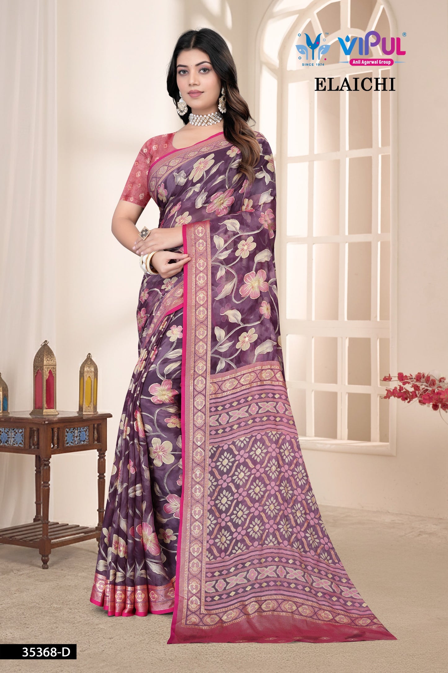 35368-D Elaichi Vipul Brasso Sarees