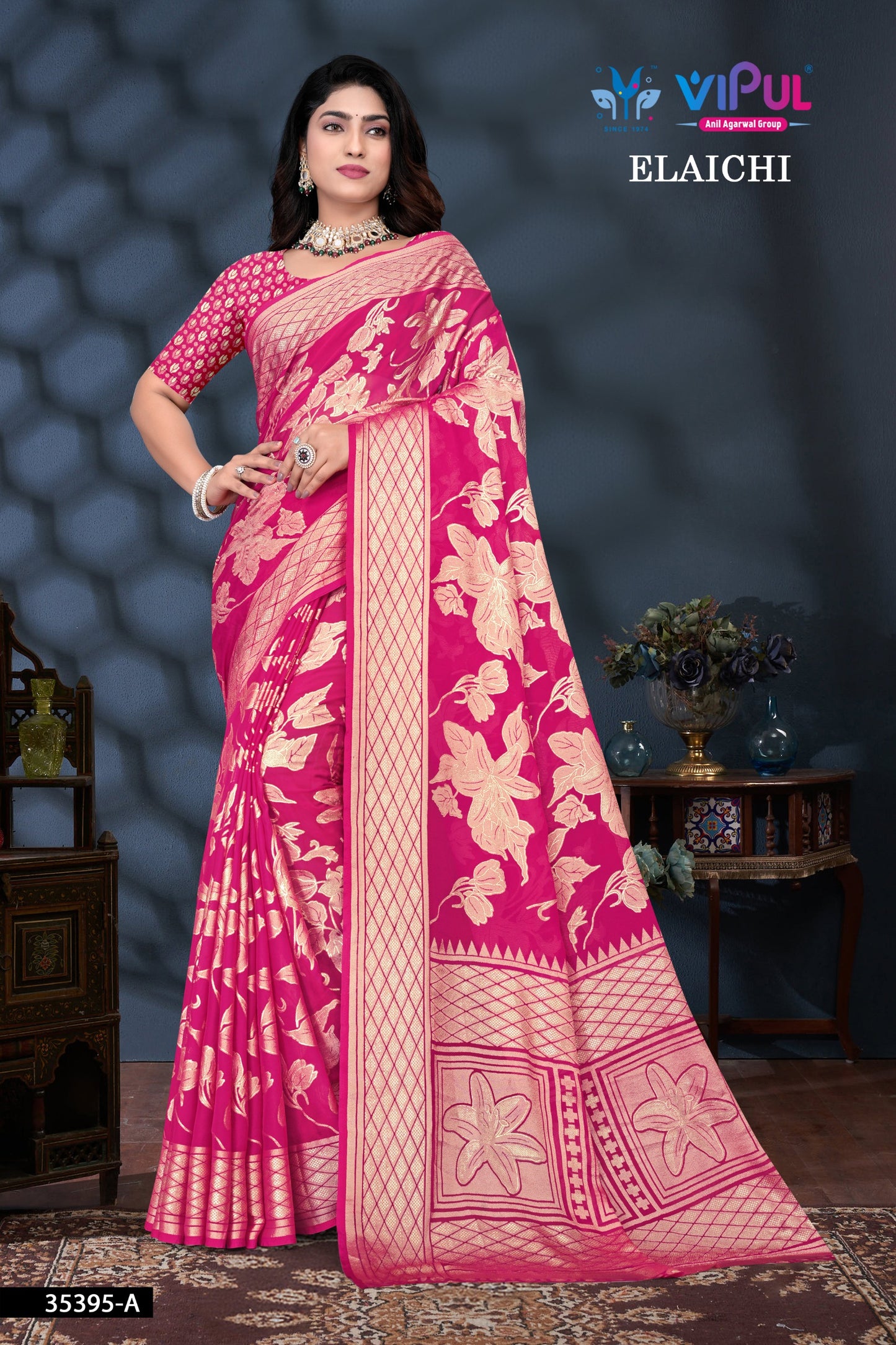 35395-A Elaichi Vipul Brasso Sarees