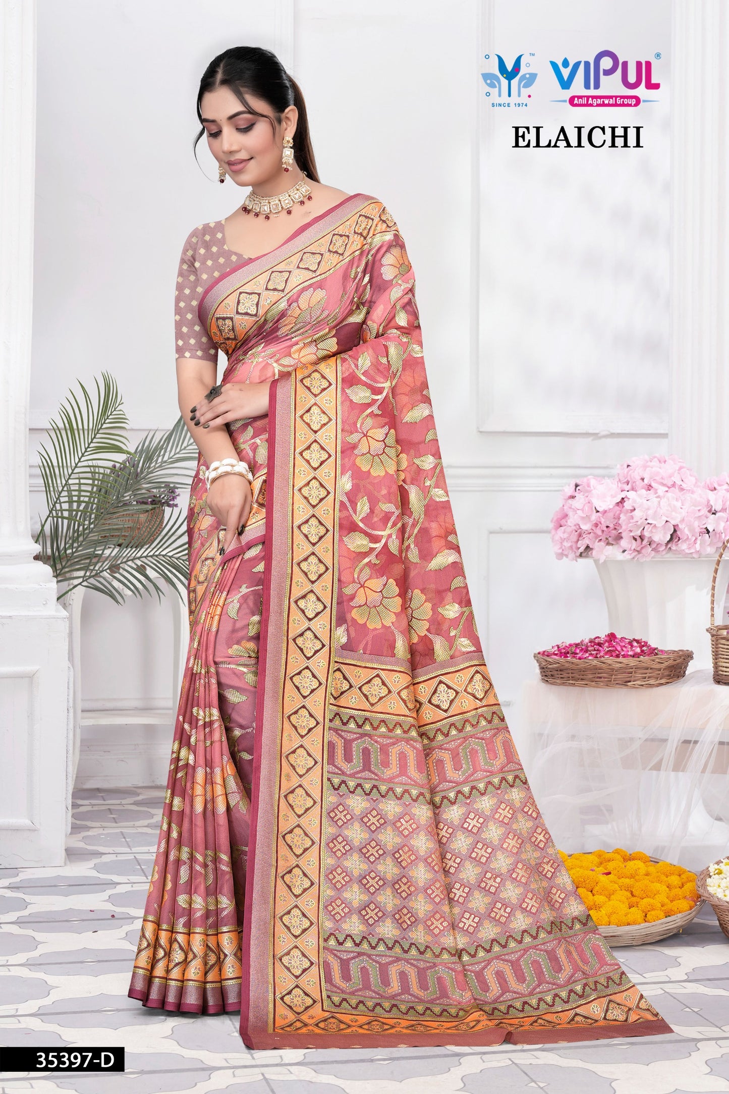 35397-D Elaichi Vipul Brasso Sarees