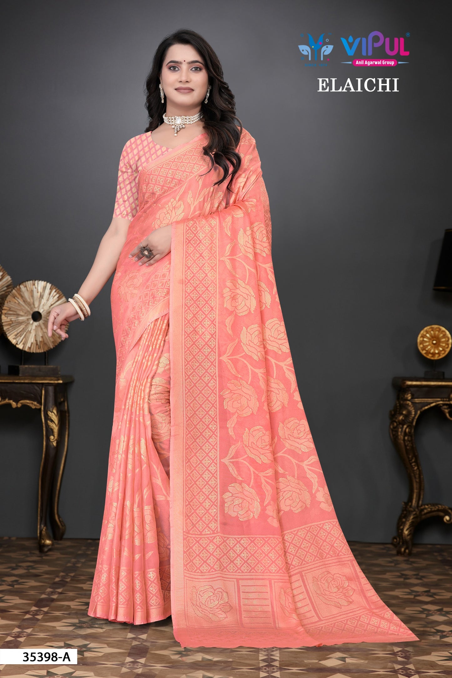 35398-A Elaichi Vipul Brasso Sarees