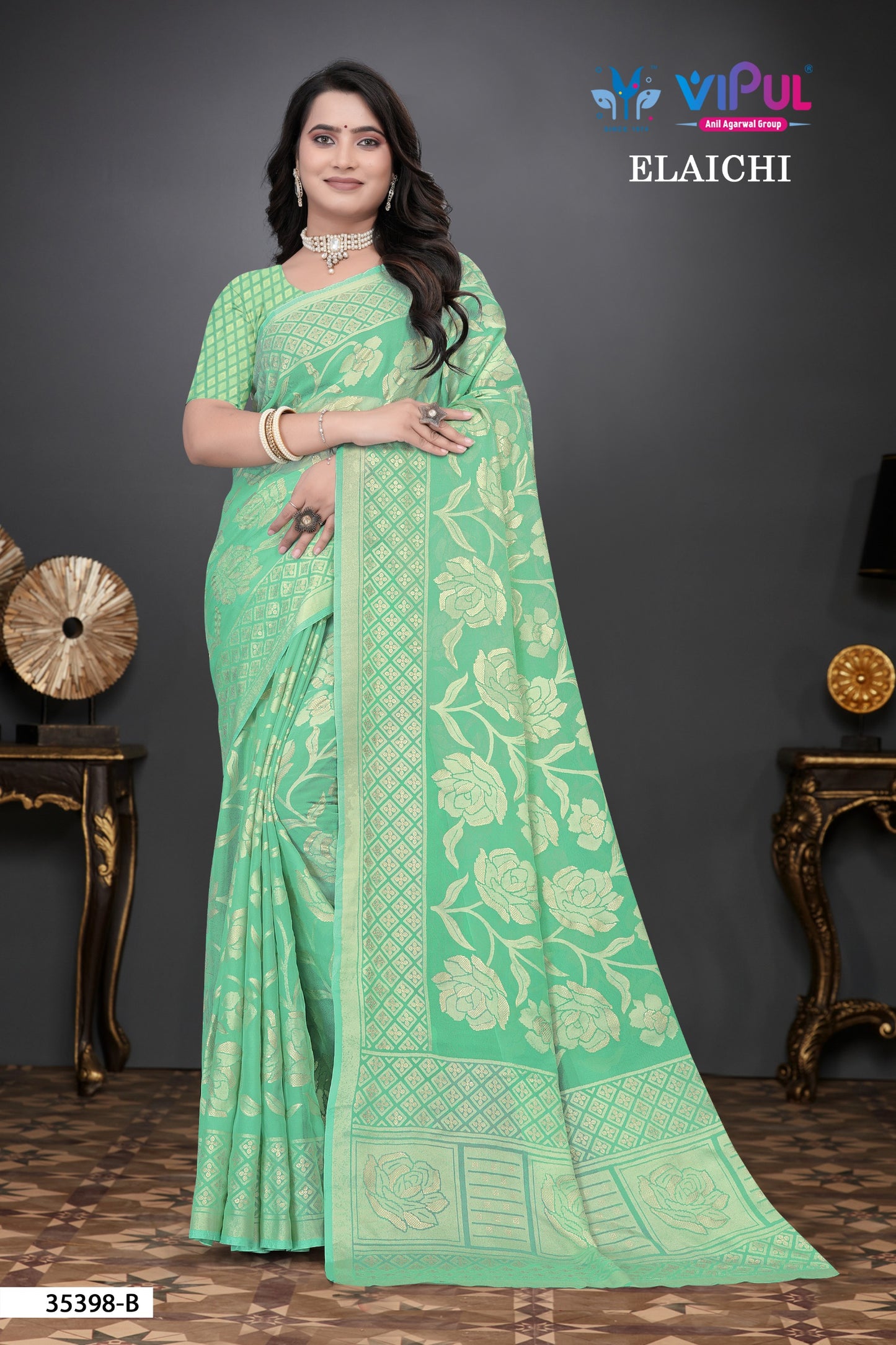 35398-B Elaichi Vipul Brasso Sarees