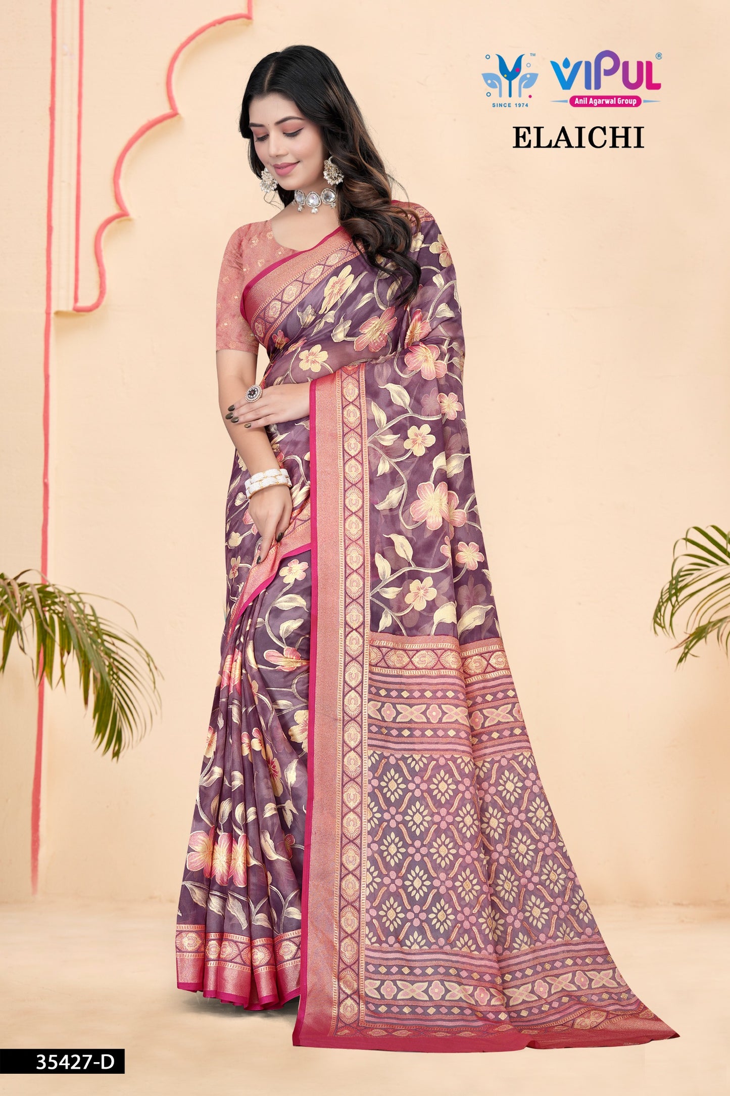 35427-D Elaichi Vipul Brasso Sarees