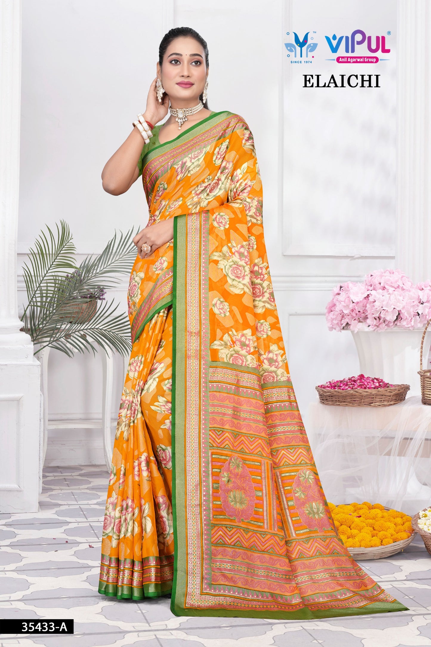 35433-A Elaichi Vipul Brasso Sarees