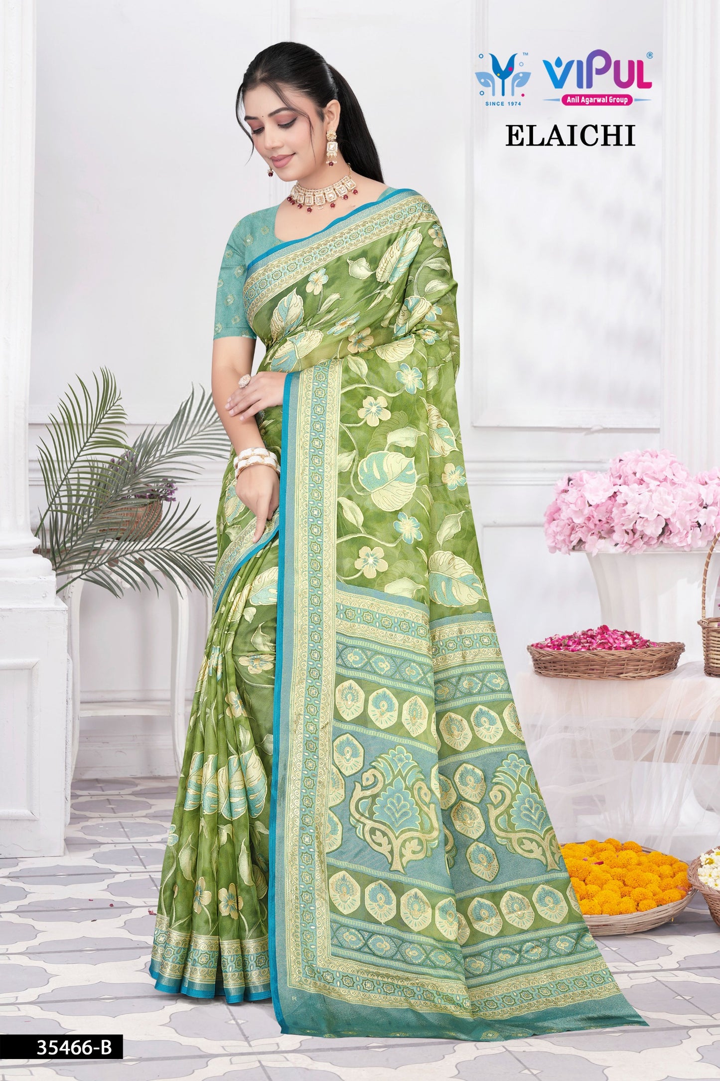 35466-B Elaichi Vipul Brasso Sarees
