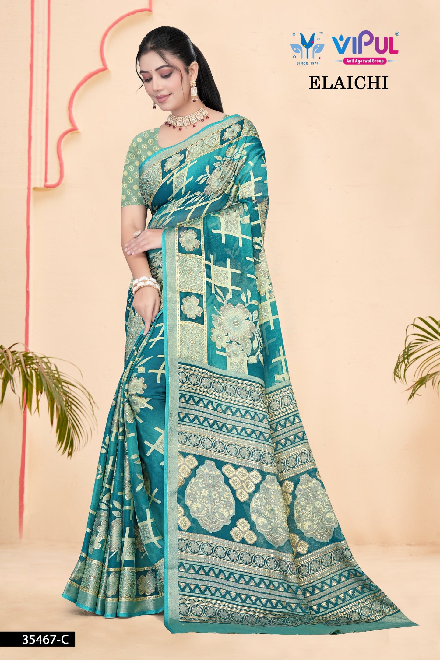 35467-C Elaichi Vipul Brasso Sarees