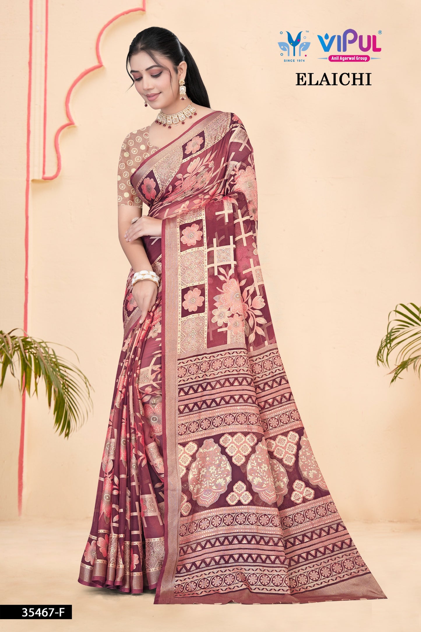 35467-F Elaichi Vipul Brasso Sarees
