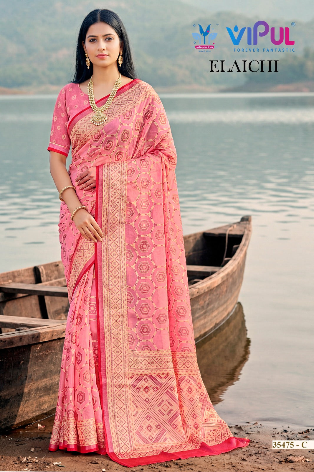 35475-C Elaichi Vipul Brasso Sarees