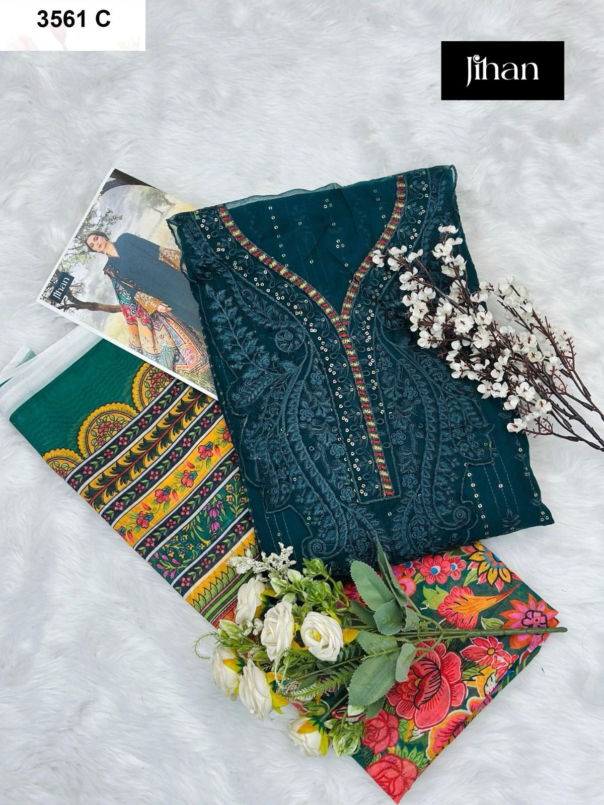 3561 C Jihan Heavy Reyon Pakistani Salwar Suits