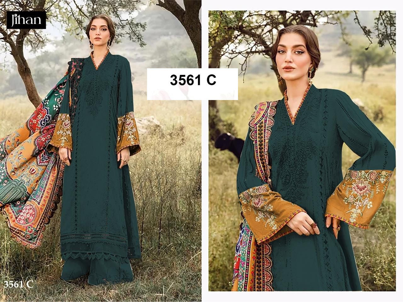 3561 C Jihan Heavy Reyon Pakistani Salwar Suits