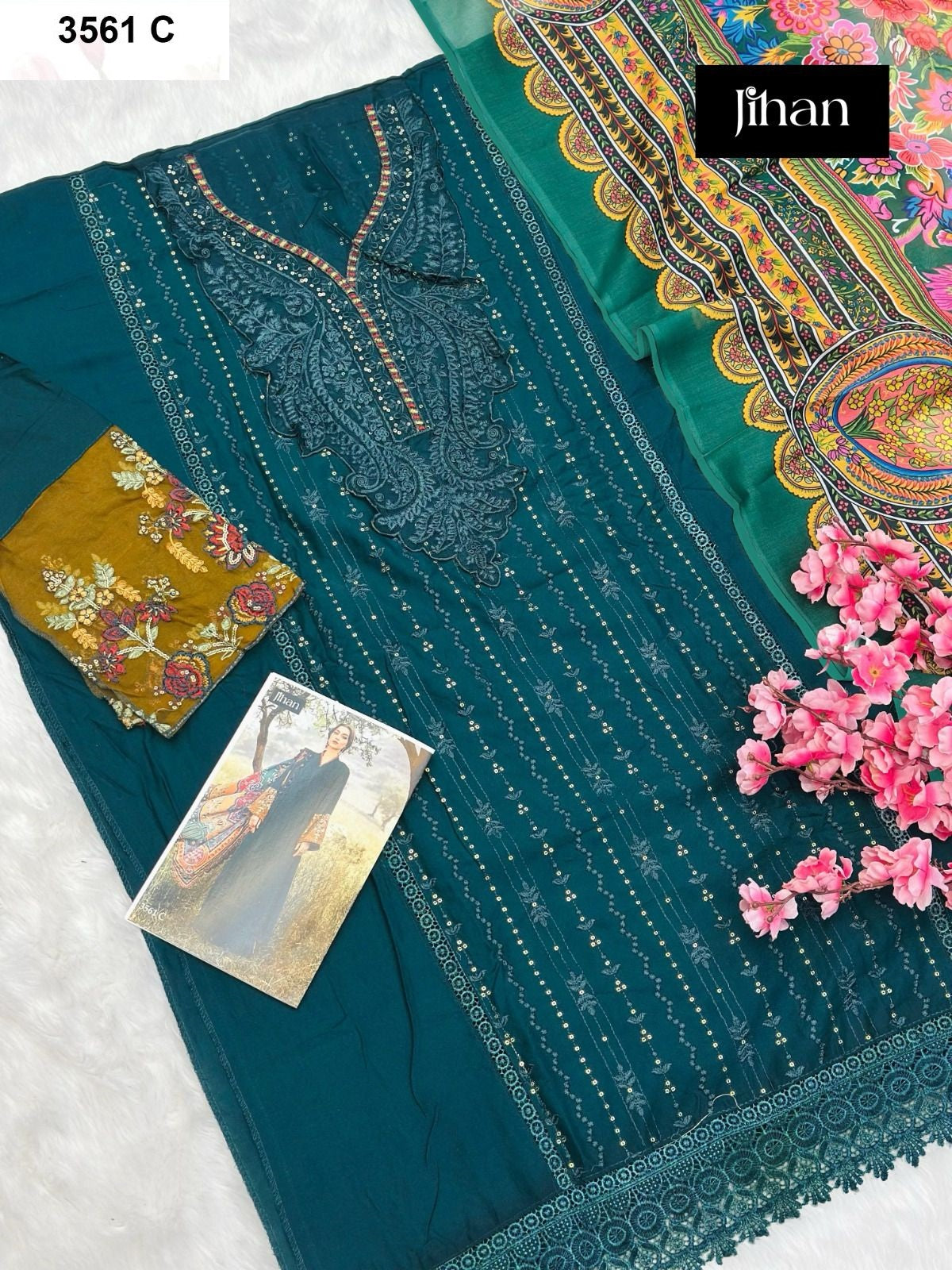 3561 C Jihan Heavy Reyon Pakistani Salwar Suits