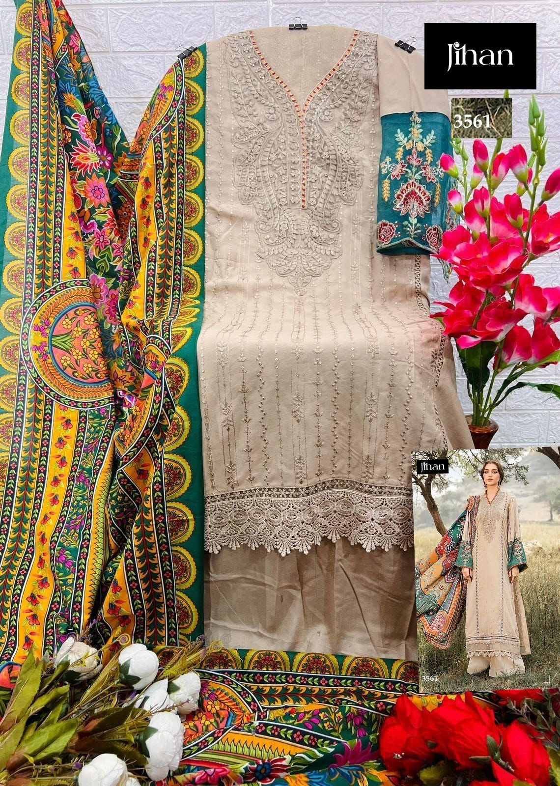 3561 Jihan Heavy Reyon Pakistani Salwar Suits